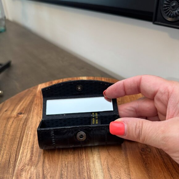 Vintage Black Eel Skin Coin Purse & Lipstick Case Set NWOT - Picture 9 of 11